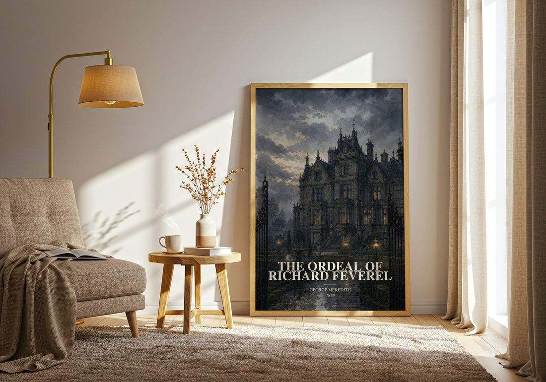 The Ordeal Of Richard Feverel watercolour print in frame leaning in hallway – classic literature wall art