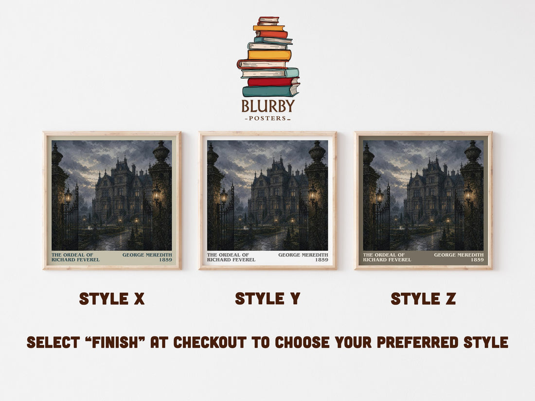 The Ordeal Of Richard Feverel literary print in frame leaning in hallway – classic literature wall art (mockup)