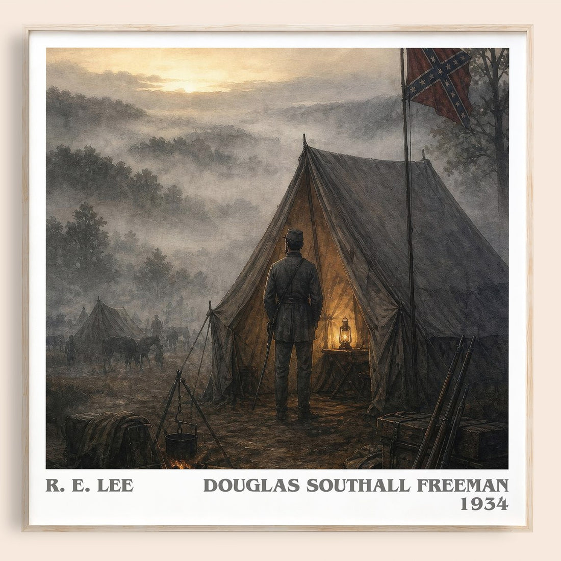 R. E. Lee literary book poster by Douglas Southall Freeman – framed literary art print