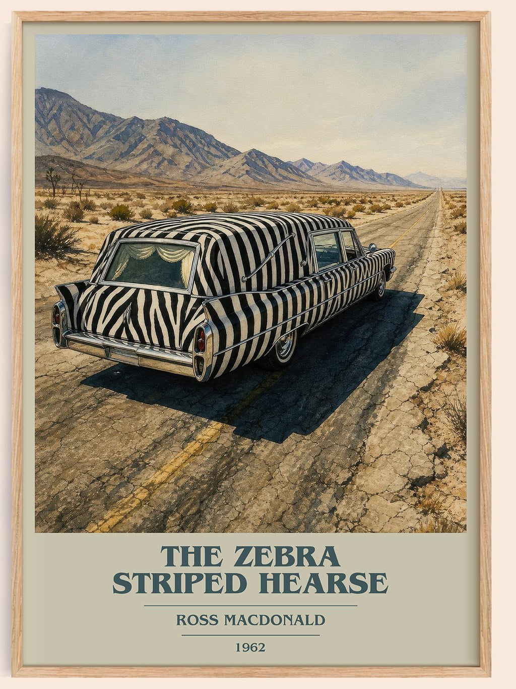 The Zebra Striped Hearse book cover book poster by Ross Macdonald – framed literary art print