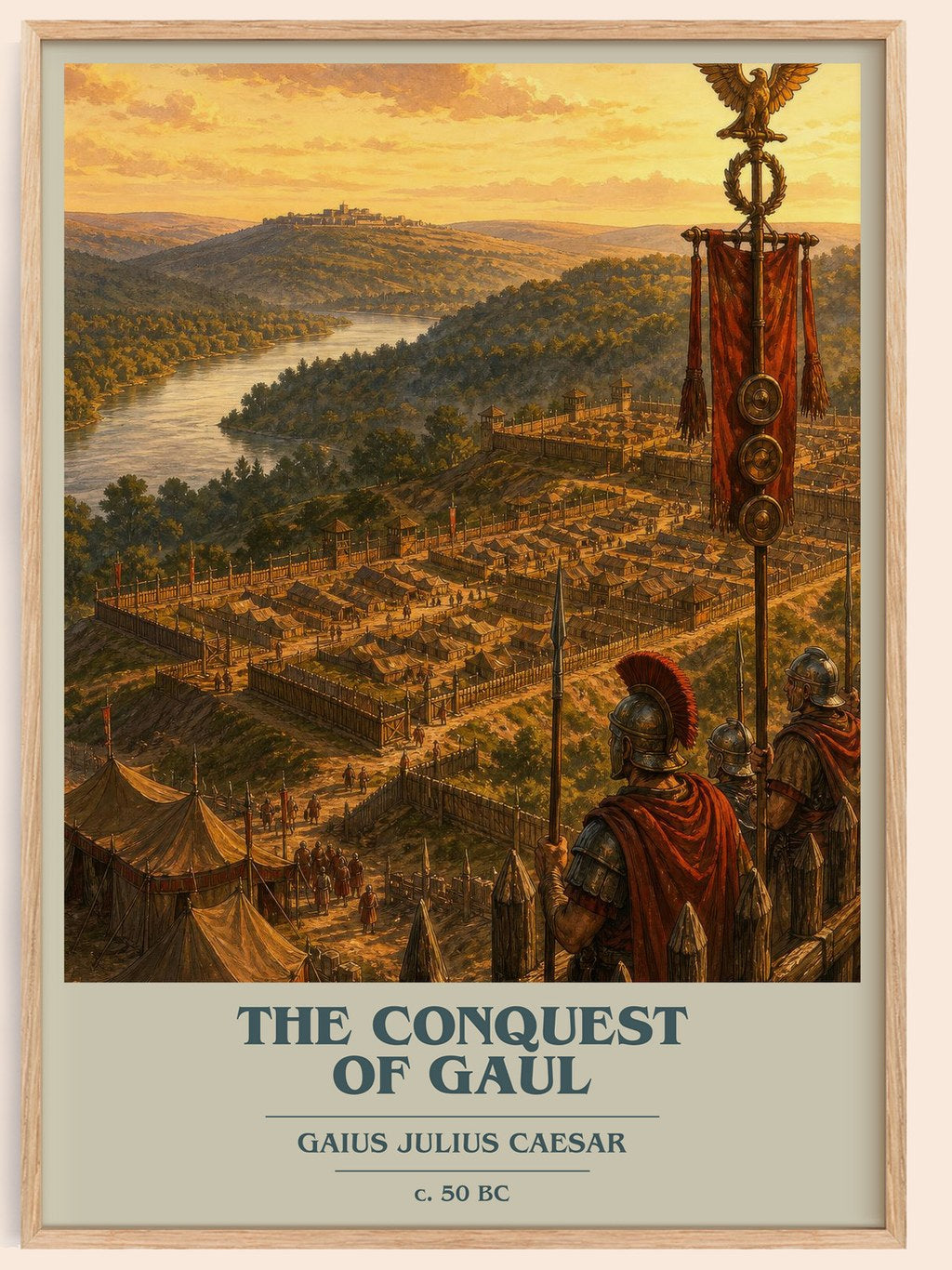 The Conquest Of Gaul book cover book poster by Gaius Julius Caesar – framed literary art print