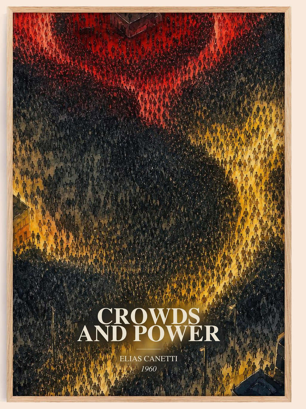 Crowds And Power watercolour book poster by Elias Canetti – framed literary art print