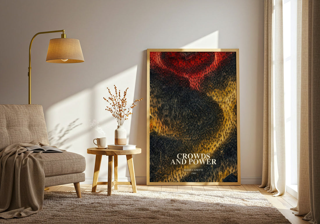 Crowds And Power watercolour print in frame leaning in hallway – philosophy wall art