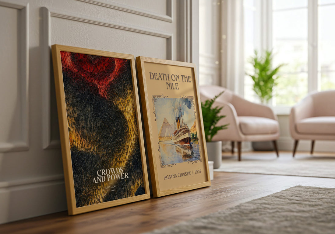 Crowds And Power watercolour print framed by window – literary home decor