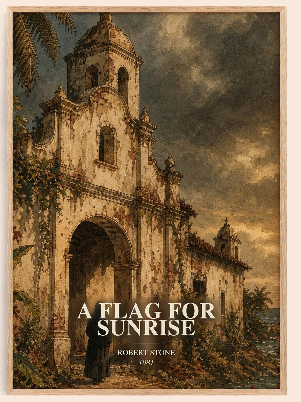 A Flag For Sunrise watercolour book poster by Robert Stone – framed literary art print