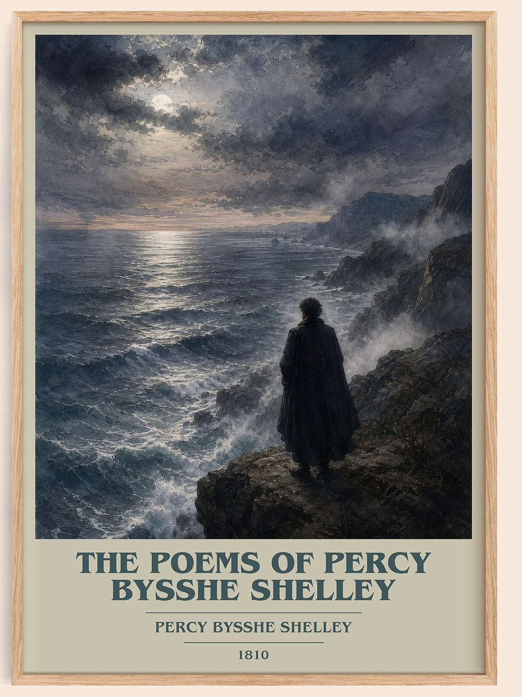 The Poems of Percy Bysshe Shelley book cover book poster by Percy Bysshe Shelley – framed literary art print