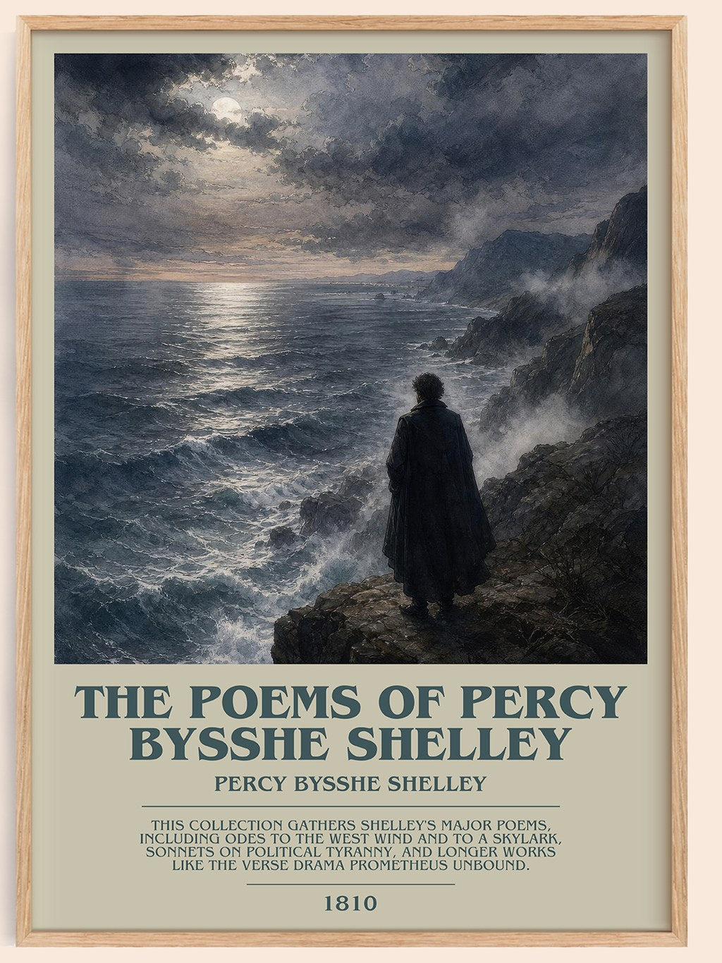 Poems of Percy Bysshe Shelley Bookish Wall Art by Percy Bysshe Shelley – framed poster