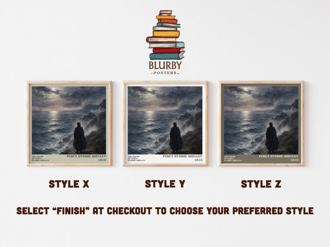 The Poems of Percy Bysshe Shelley literary print in frame leaning in hallway – poetry wall art (mockup)