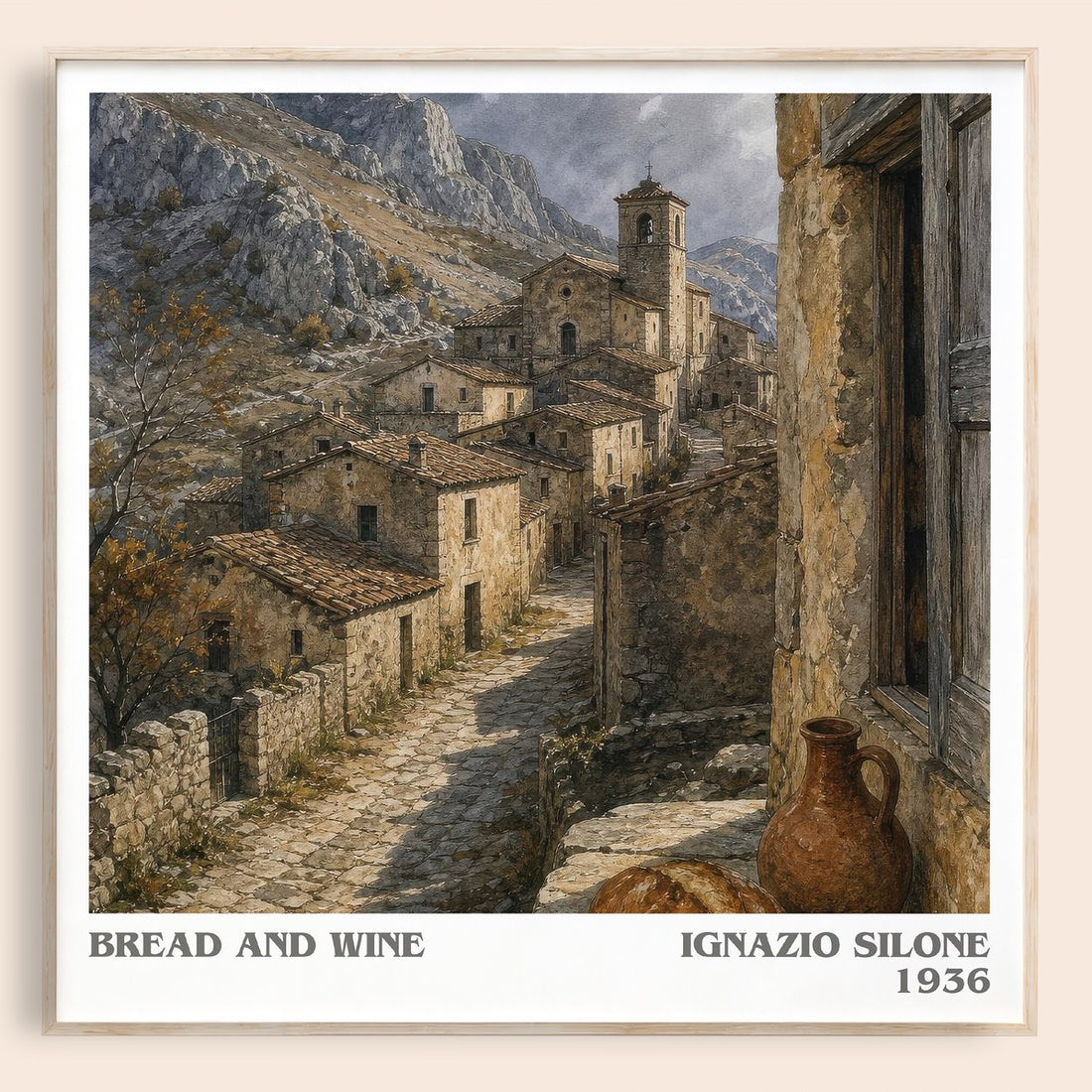 Bread And Wine literary book poster by Ignazio Silone – framed literary art print