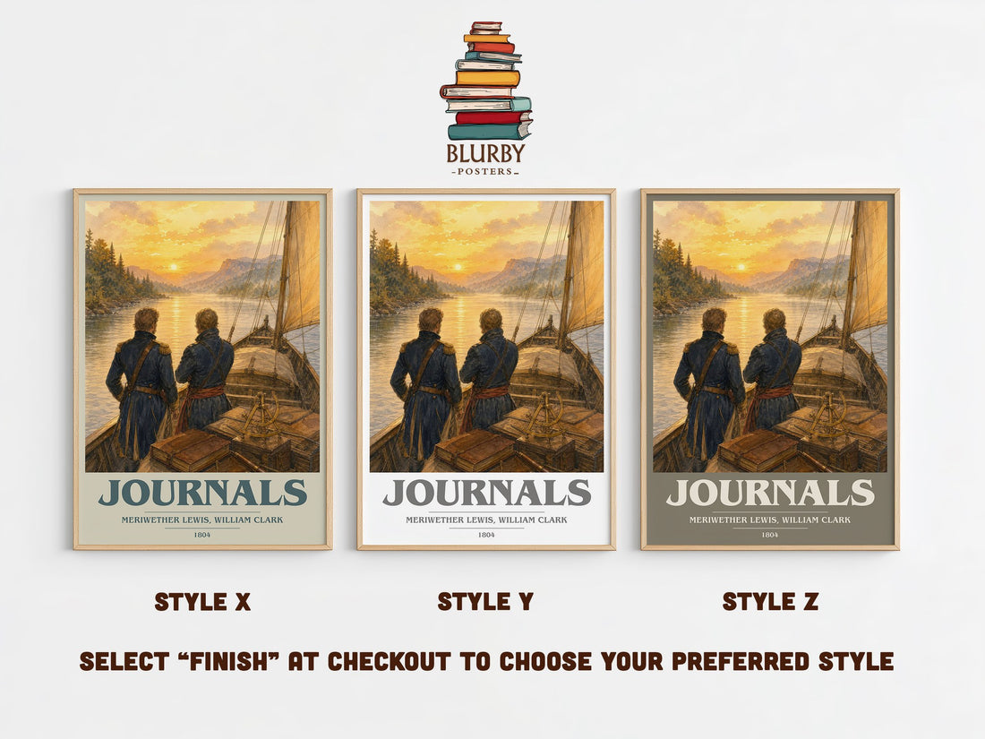 Journals book cover print in frame leaning in hallway – non fiction wall art (mockup)