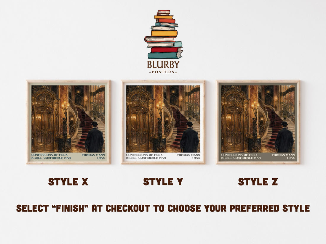 Confessions Of Felix Krull, Confidence Man literary print in frame leaning in hallway – literary fiction wall art (mockup)