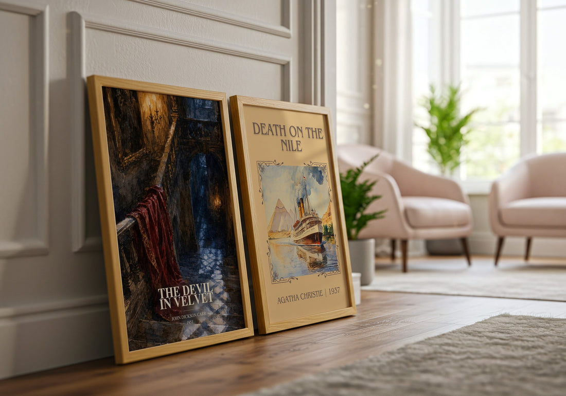 The Devil In Velvet watercolour print framed by window – literary home decor