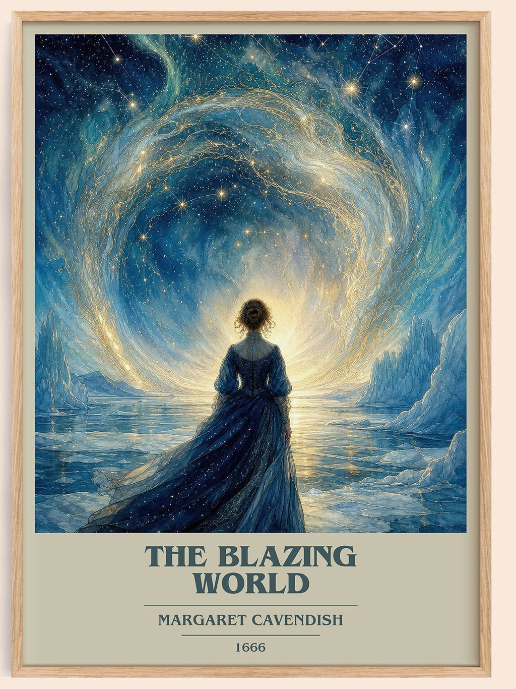The Blazing World book cover book poster by Margaret Cavendish – framed literary art print