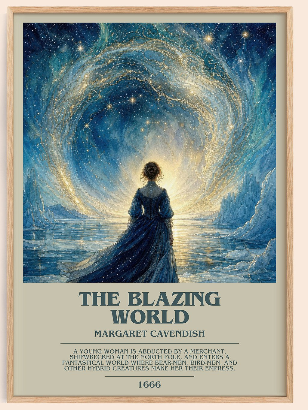 The Blazing World Bookish Wall Art by Margaret Cavendish – framed poster