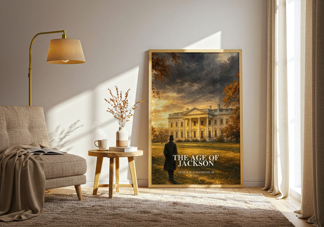 The Age of Jackson watercolour print in frame leaning in hallway – non fiction wall art