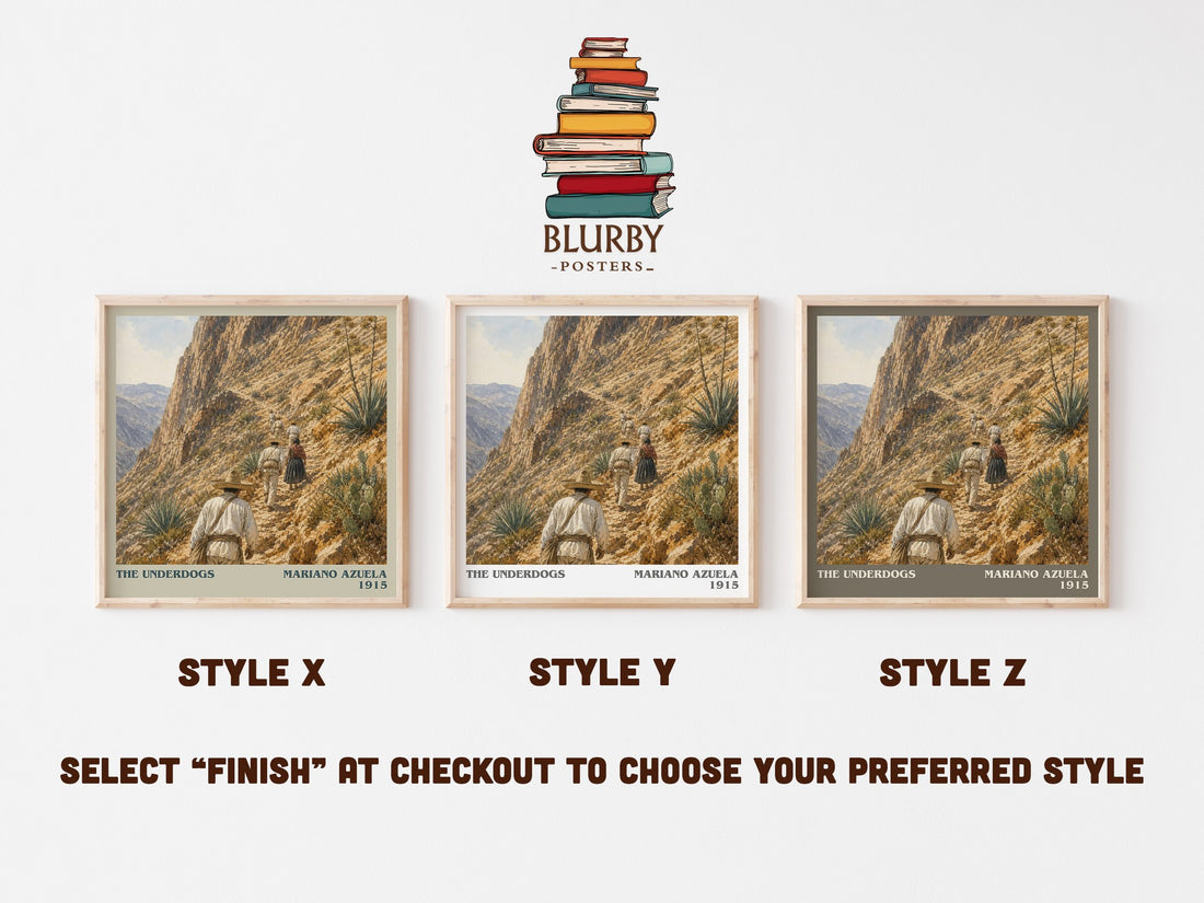 The Underdogs literary print in frame leaning in hallway – historical fiction wall art (mockup)