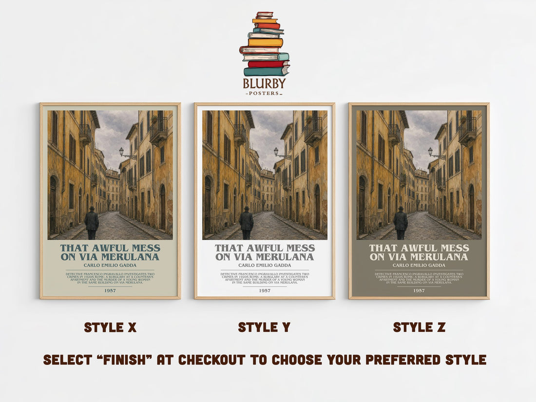 That Awful Mess On Via Merulana Bookish Wall Art by Carlo Emilio Gadda – Style X, Y and Z side by side – choose your finish