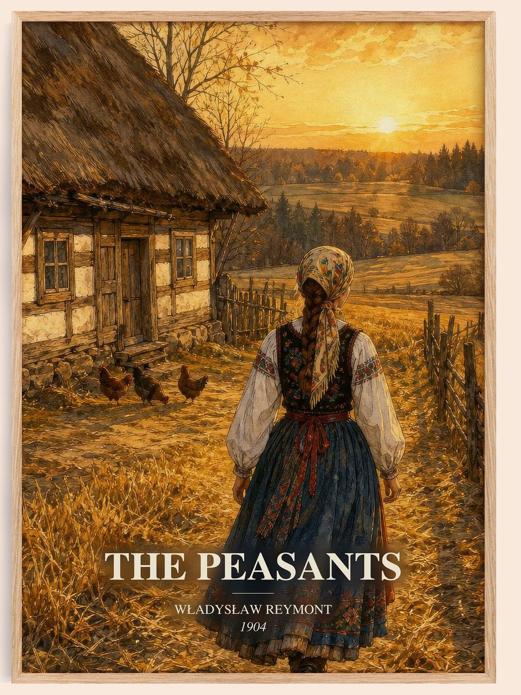 The Peasants watercolour book poster by Władysław Reymont – framed literary art print