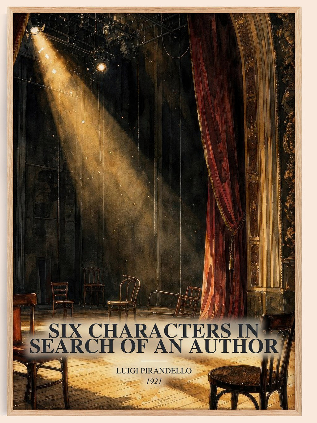 Six Characters in Search of an Author watercolour book poster by Luigi Pirandello – framed literary art print