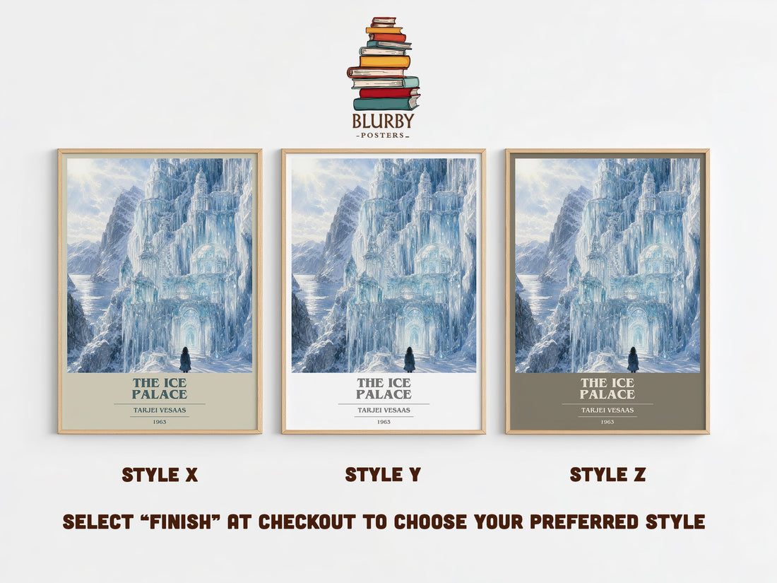The Ice Palace book cover print in frame leaning in hallway – literary fiction wall art (mockup)