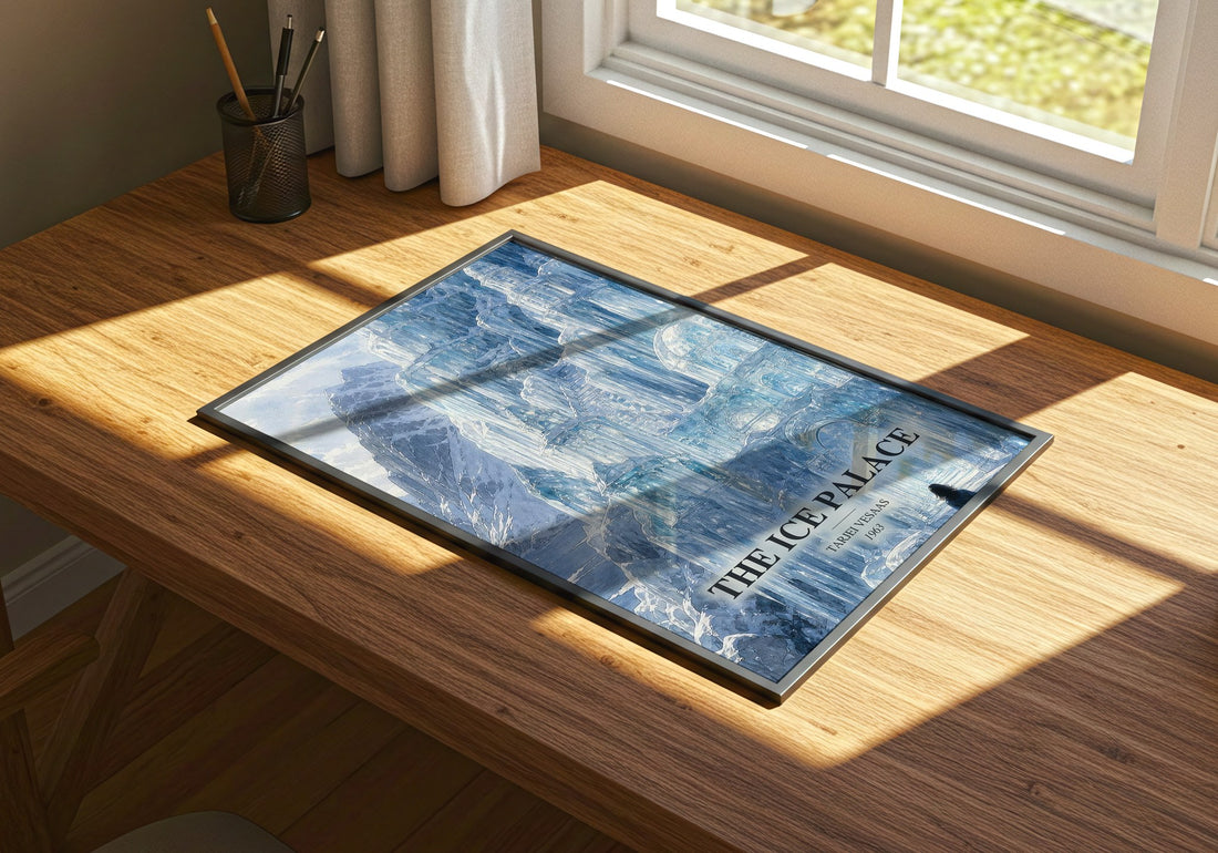 The Ice Palace watercolour book poster framed on wall – literary fiction wall art