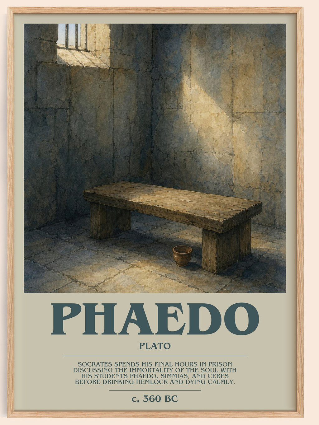 Phaedo bookish book poster by Plato – framed literary art print
