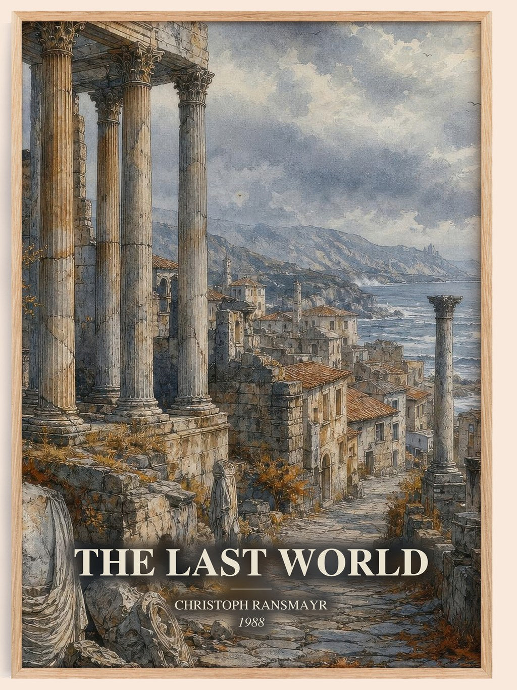 The Last World watercolour book poster by Christoph Ransmayr – framed literary art print