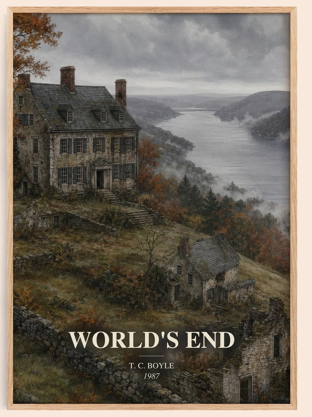 World's End watercolour book poster by T. C. Boyle – framed literary art print