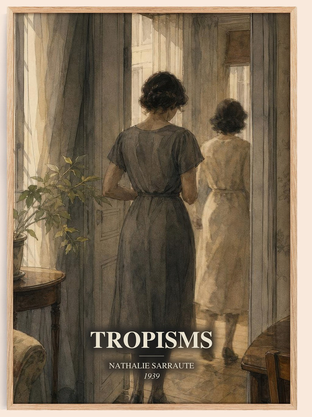 Tropisms watercolour book poster by Nathalie Sarraute – framed literary art print