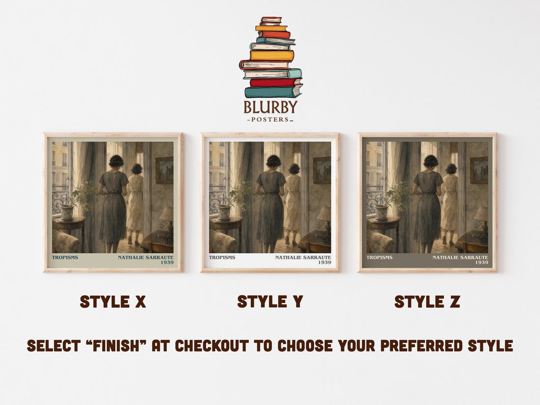 Tropisms literary print in frame leaning in hallway – literary fiction wall art (mockup)