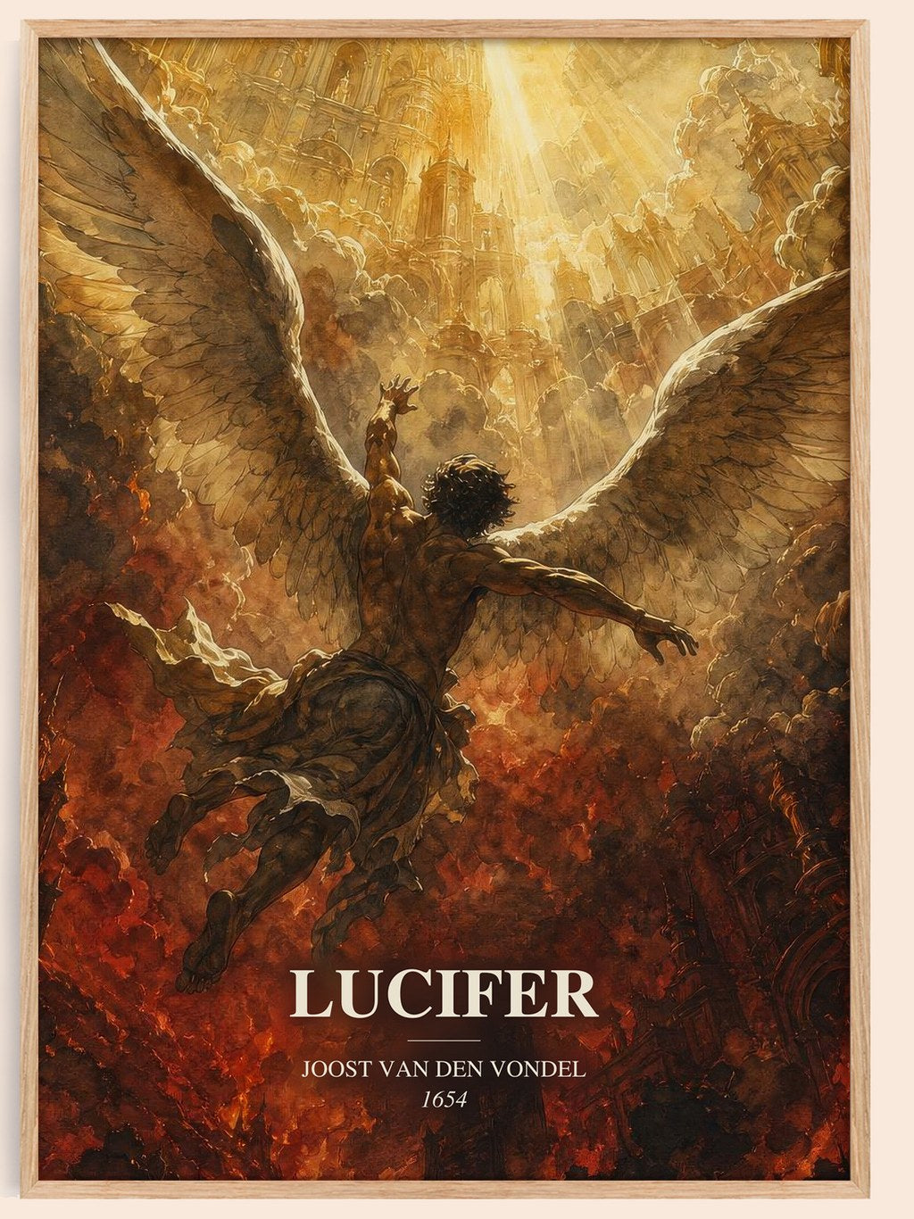 Lucifer watercolour book poster by Joost van den Vondel – framed literary art print