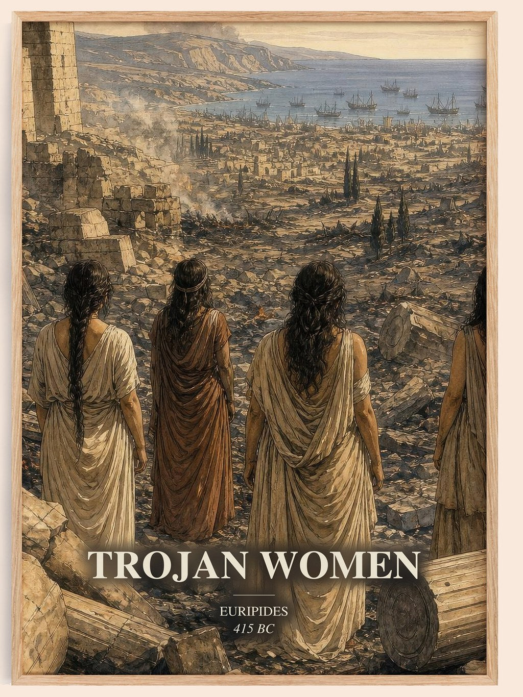 Trojan Women watercolour book poster by Euripides – framed literary art print