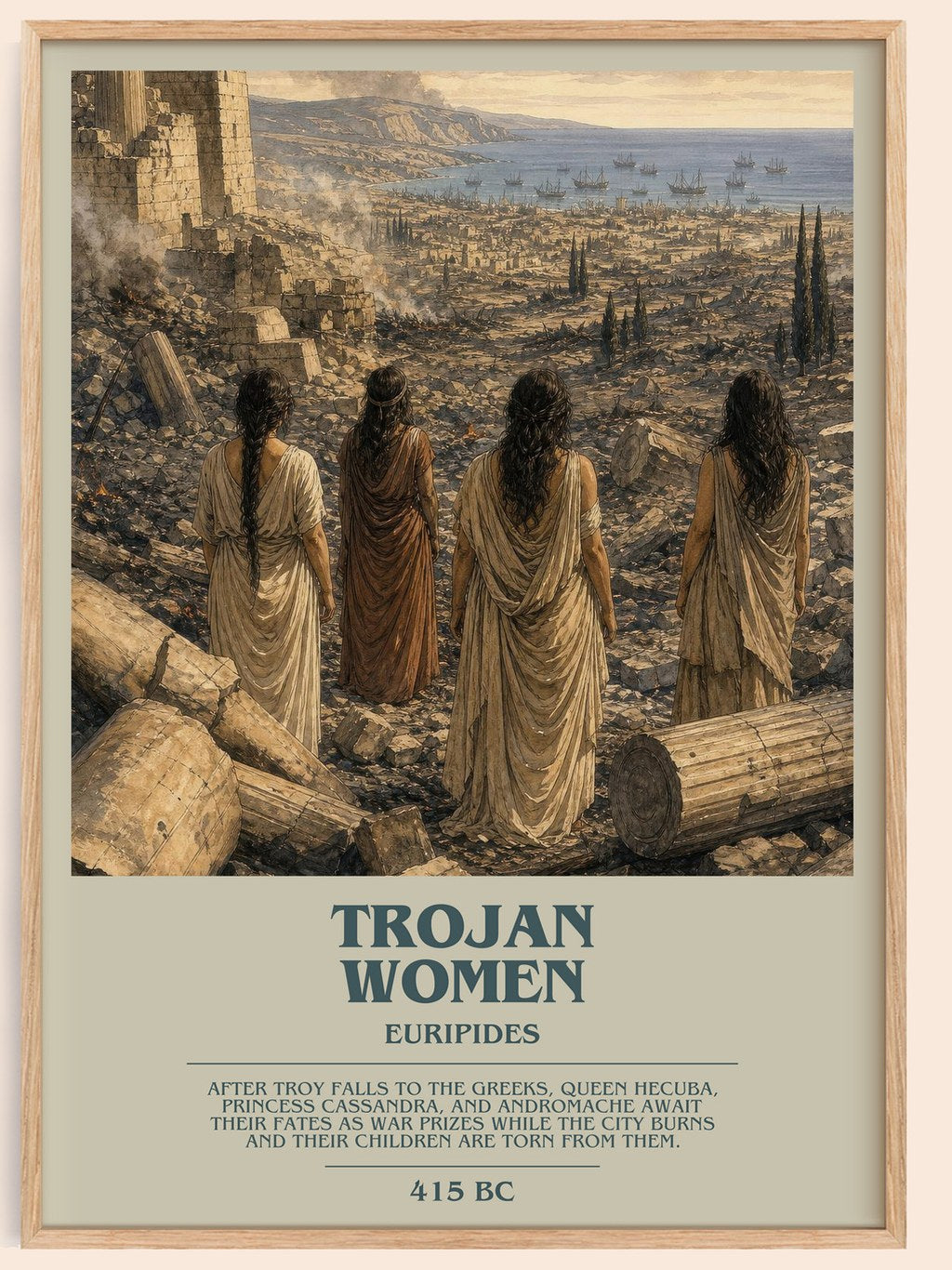 Trojan Women bookish book poster by Euripides – framed literary art print
