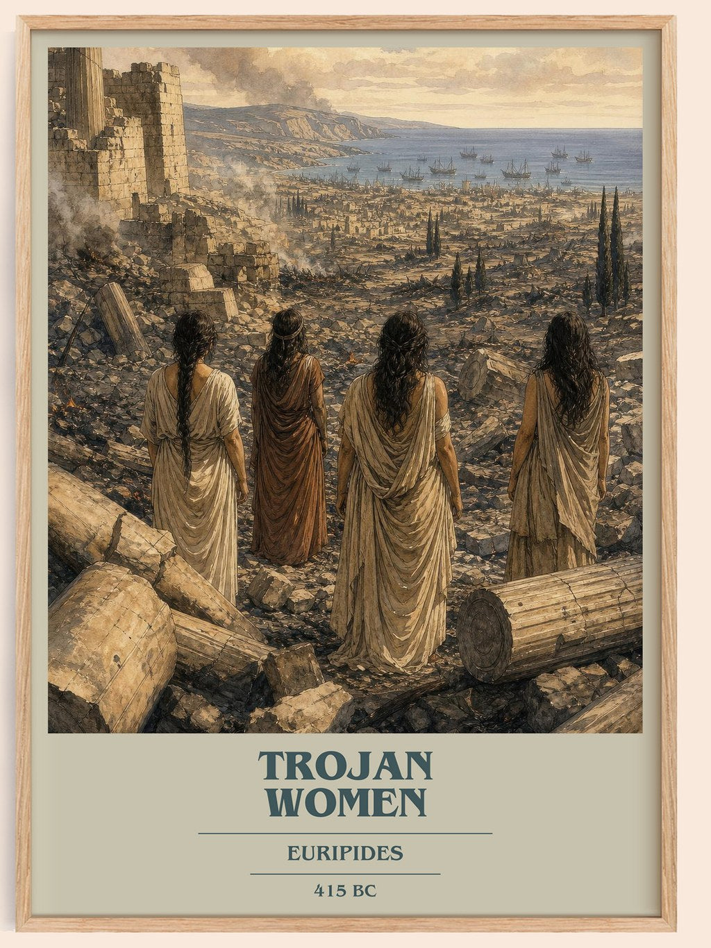 Trojan Women book cover book poster by Euripides – framed literary art print