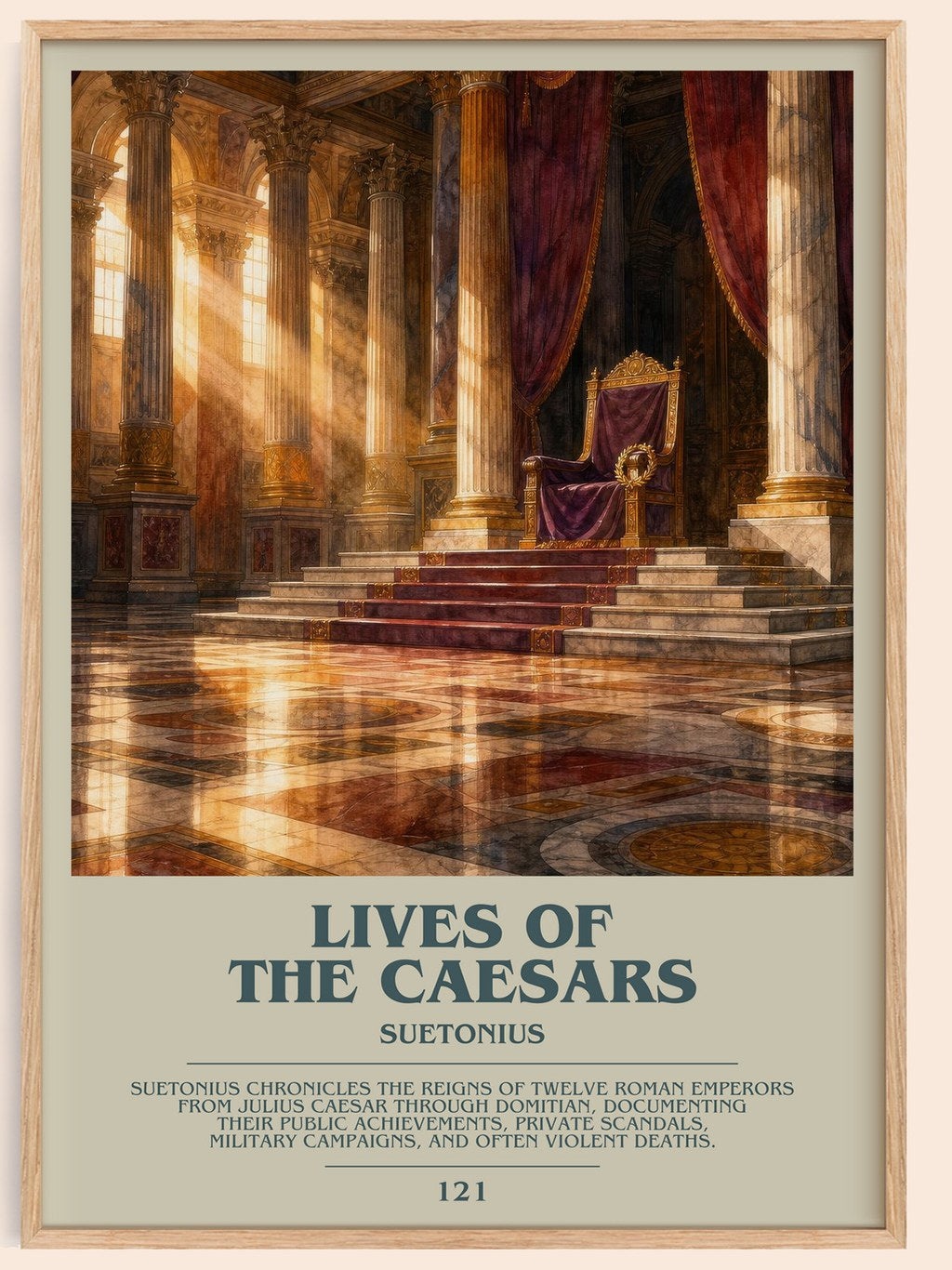 Lives of the Caesars bookish book poster by Suetonius – framed literary art print