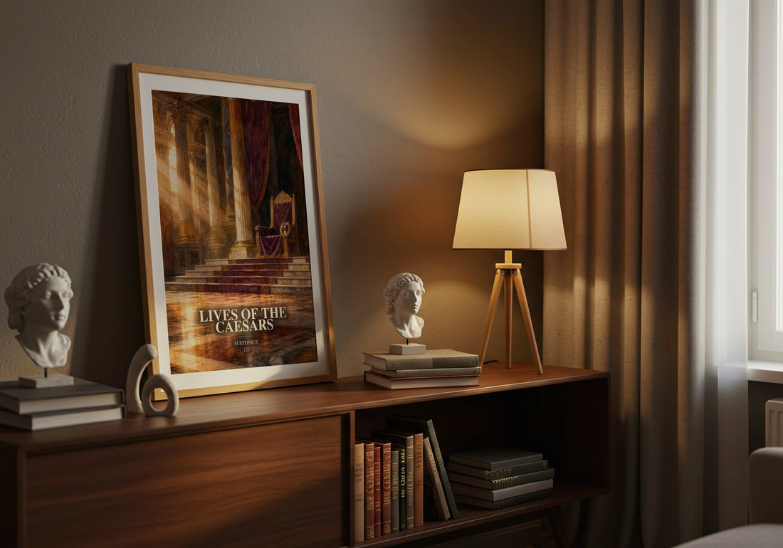 Lives of the Caesars watercolour print on bookshelf – Suetonius fan gift