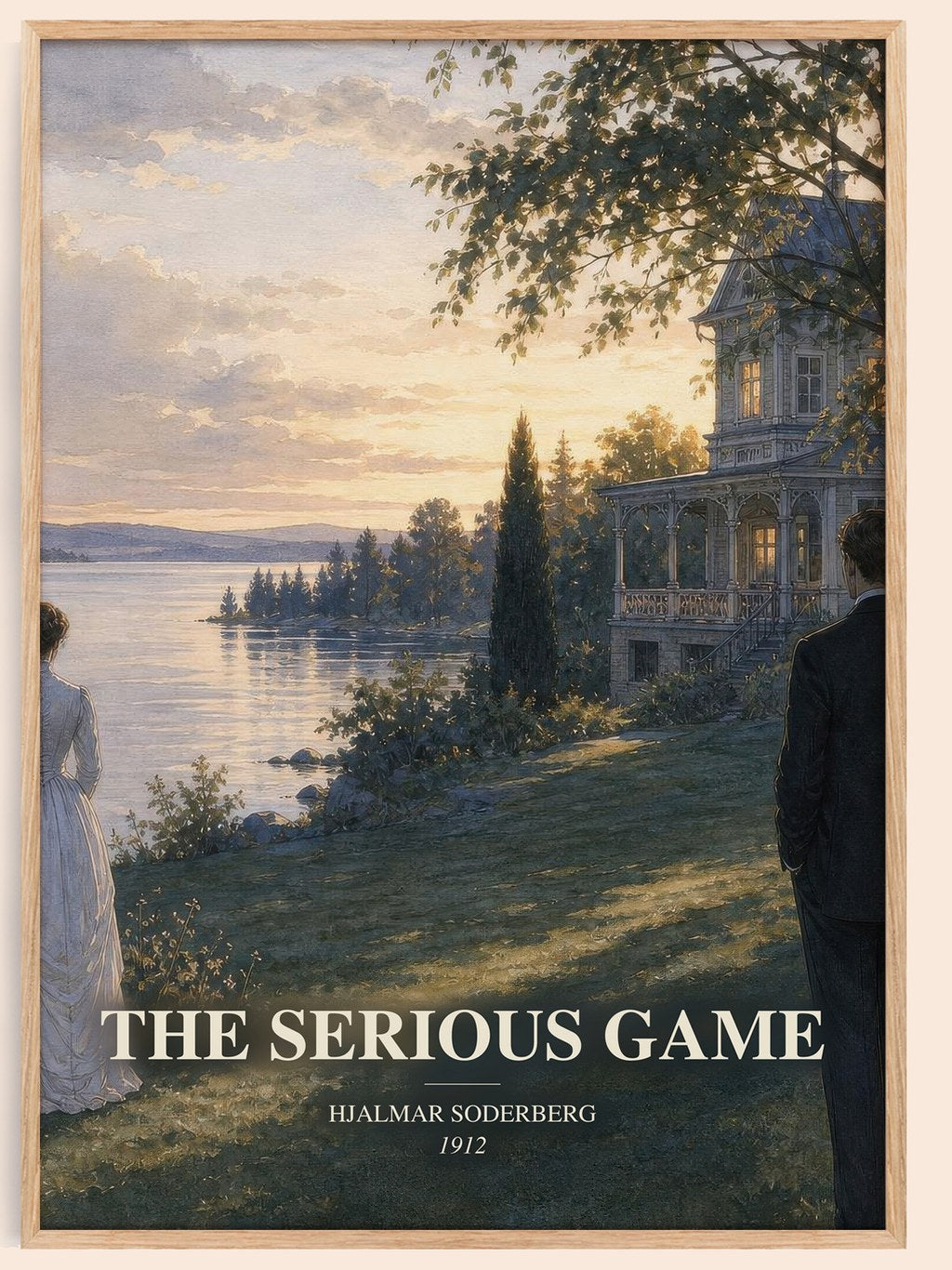 The Serious Game watercolour book poster by Hjalmar Soderberg – framed literary art print