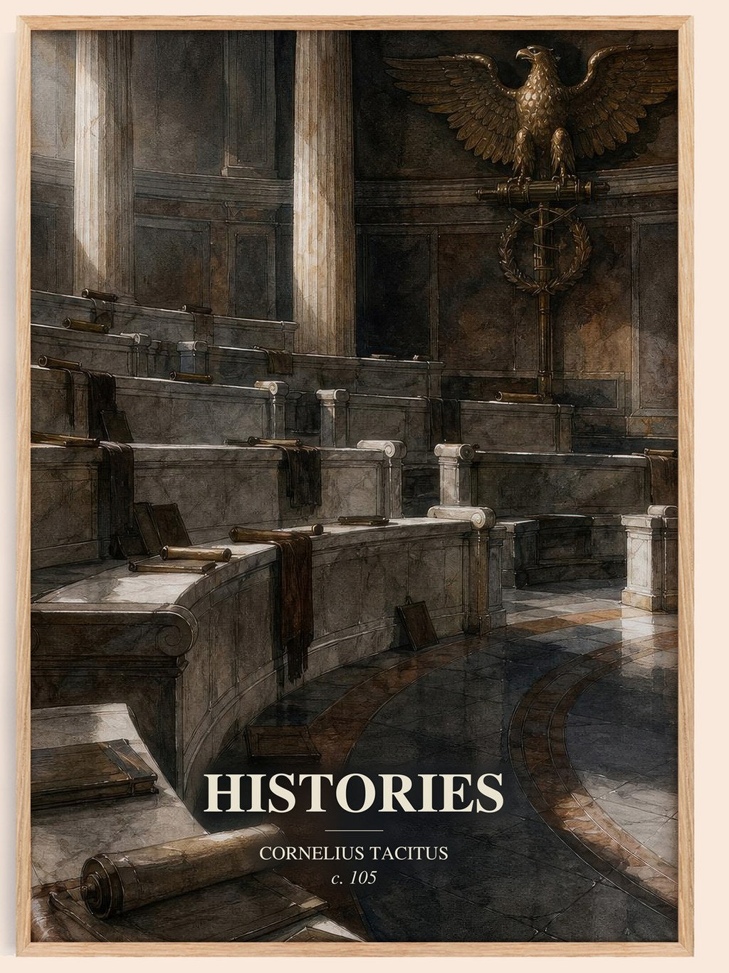 Histories watercolour book poster by Cornelius Tacitus – framed literary art print