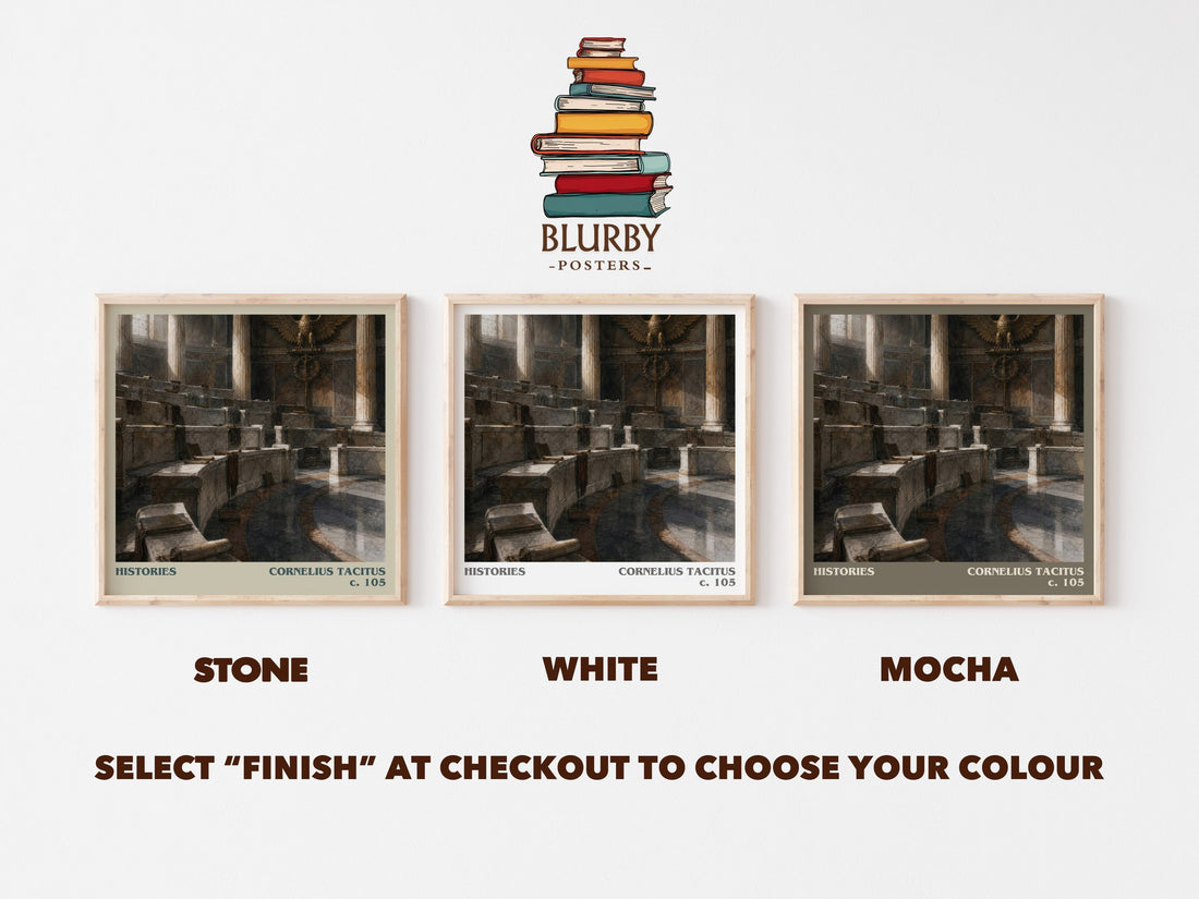 Histories literary print framed by window – Stone, White and Mocha square prints side by side – choose your colour
