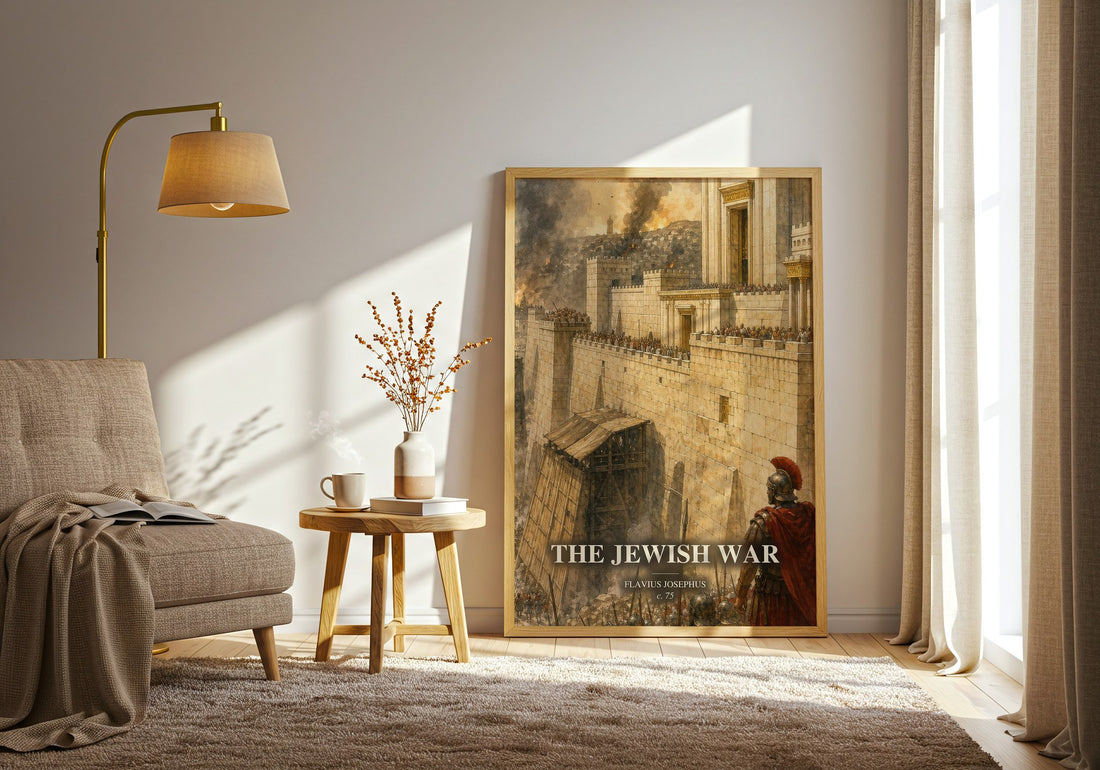 The Jewish War watercolour print in frame leaning in hallway – non fiction wall art