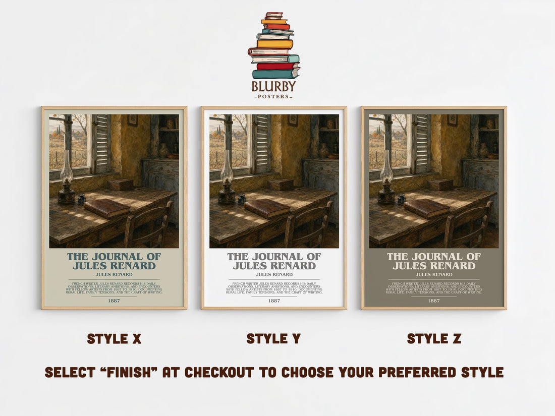 The Journal of Jules Renard Bookish Wall Art by Jules Renard – Style X, Y and Z side by side – choose your finish