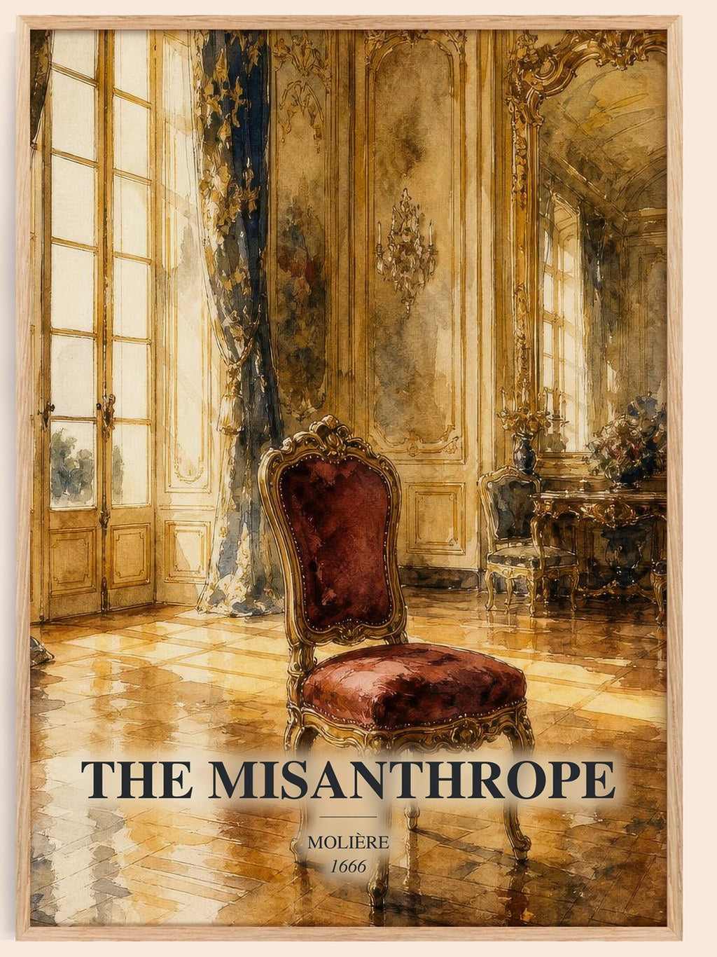 The Misanthrope watercolour book poster by Molière – framed literary art print