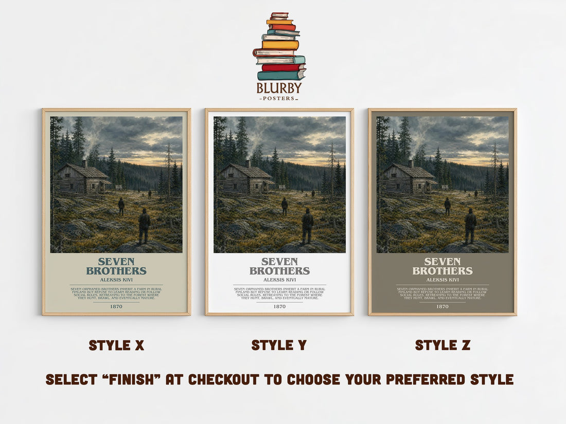 Seven Brothers Bookish Wall Art by Aleksis Kivi – Style X, Y and Z side by side – choose your finish