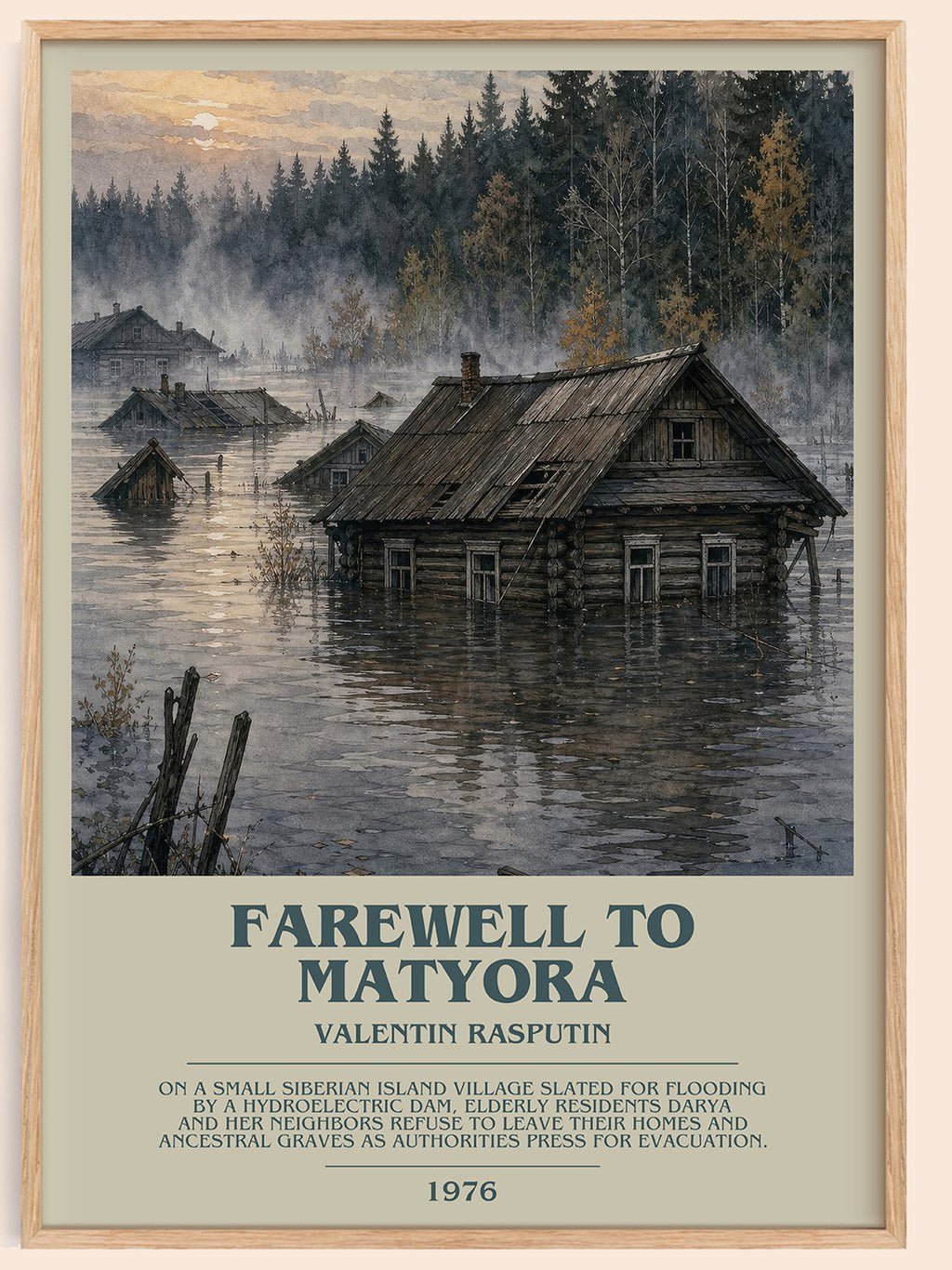 Farewell To Matyora Bookish Wall Art by Valentin Rasputin – framed poster