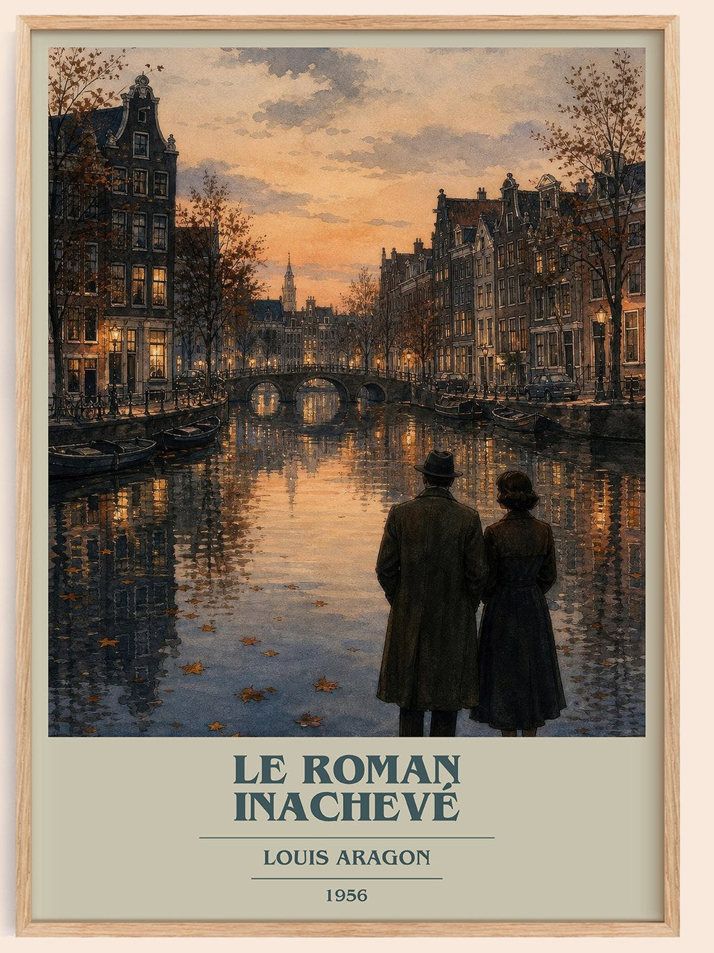 Le Roman Inachevé book cover book poster by Louis Aragon – framed literary art print