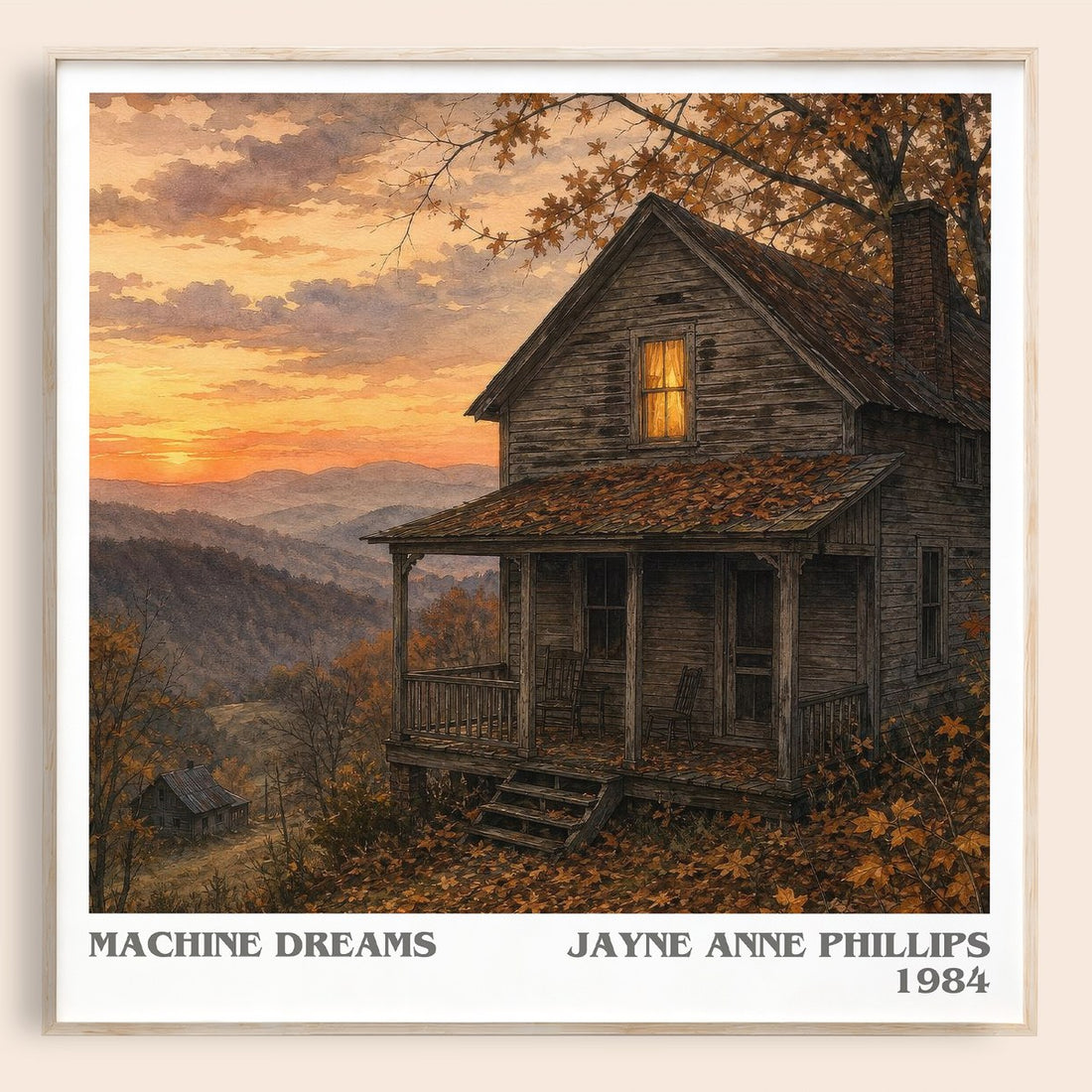 Machine Dreams literary book poster by Jayne Anne Phillips – framed literary art print