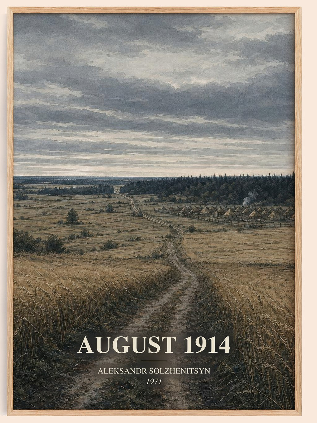 August 1914 watercolour book poster by Aleksandr Solzhenitsyn – framed literary art print
