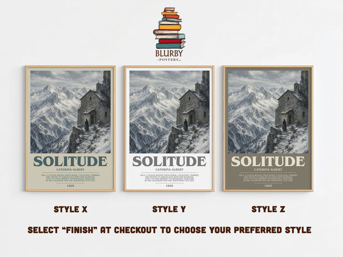 Solitude Bookish Wall Art by Caterina Albert – Style X, Y and Z side by side – choose your finish