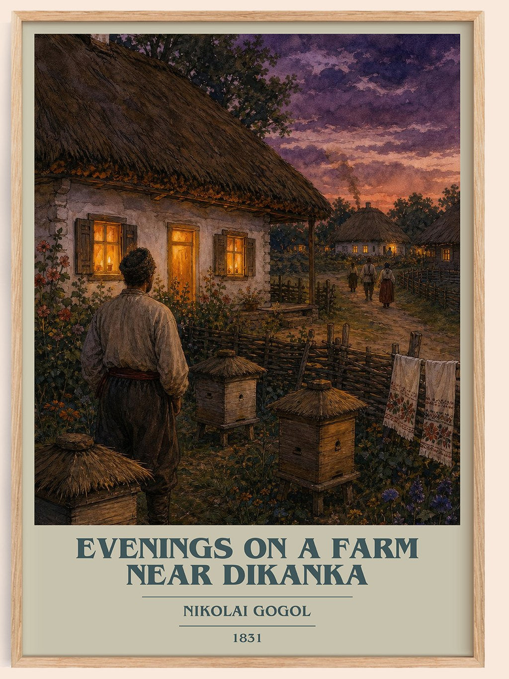 Evenings On A Farm Near Dikanka book cover book poster by Nikolai Gogol – framed literary art print