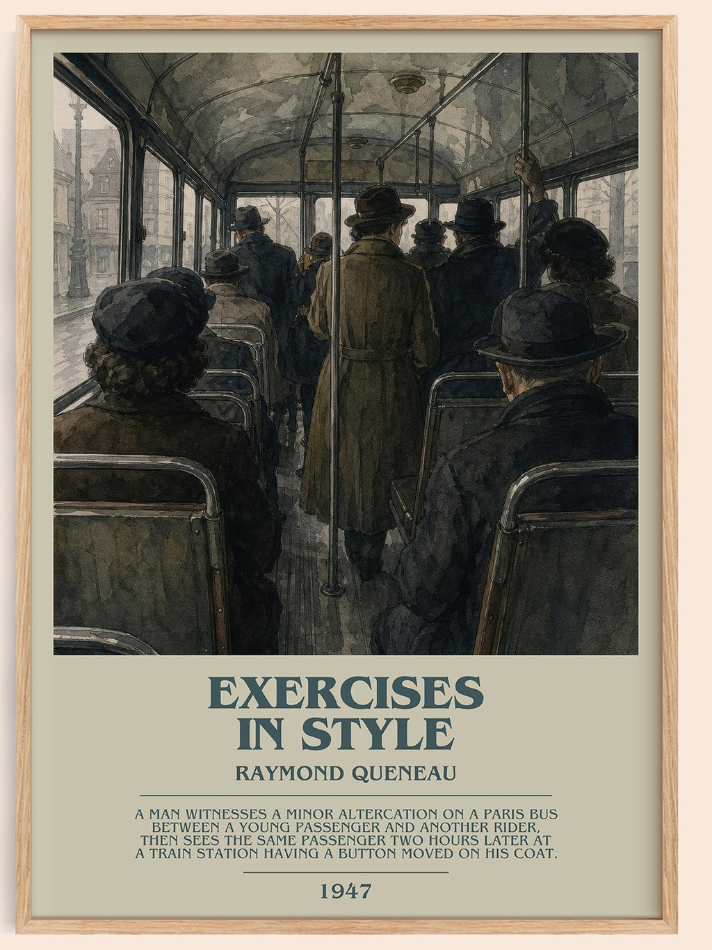 Exercises in Style Bookish Wall Art by Raymond Queneau – framed poster
